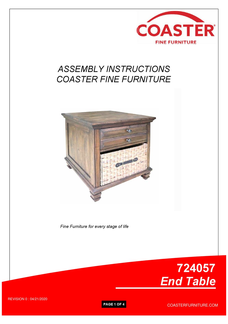 COASTER 724057 ASSEMBLY INSTRUCTIONS Pdf Download ManualsLib