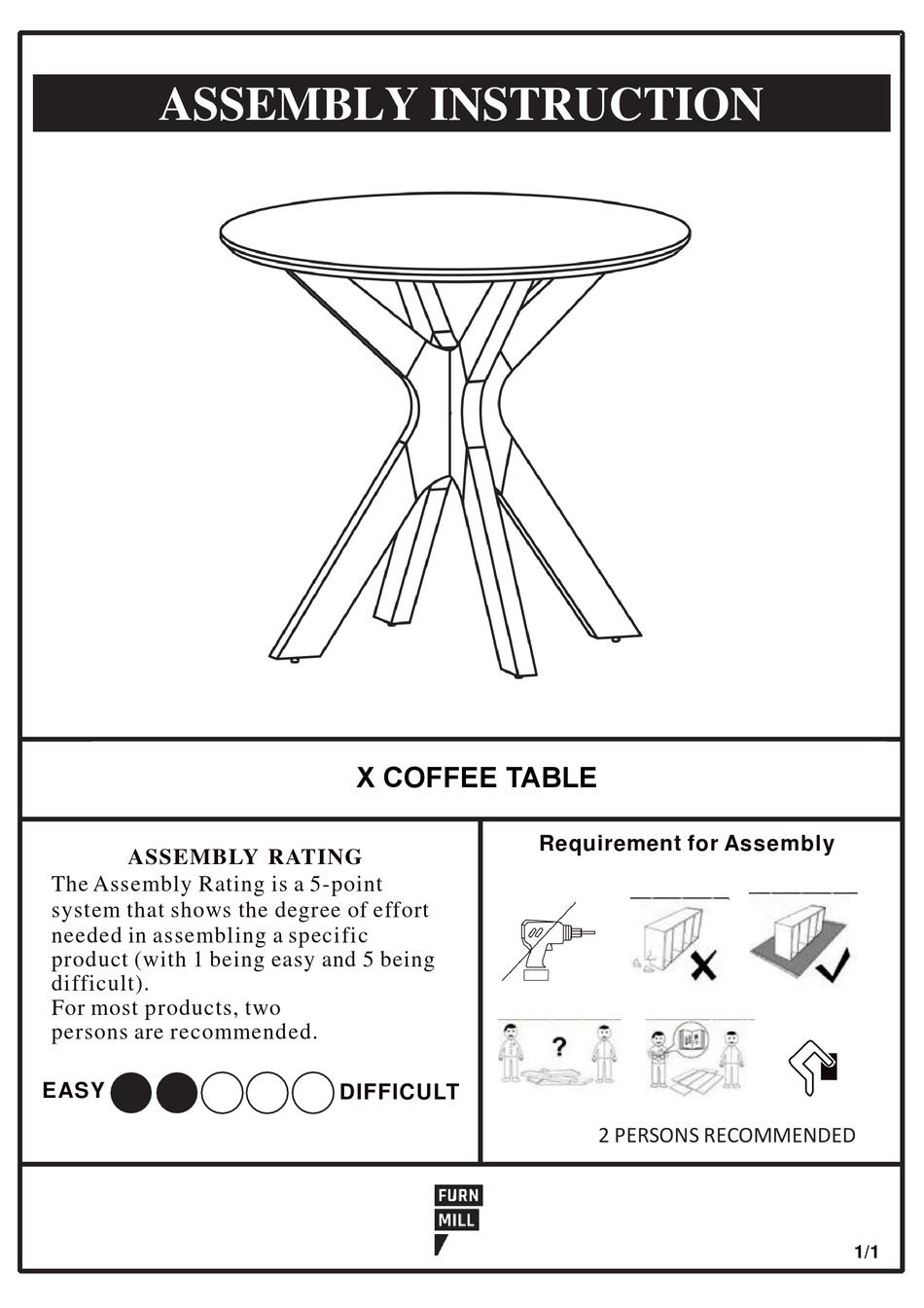FURN MILL X COFFEE TABLE ASSEMBLY INSTRUCTIONS Pdf Download ManualsLib