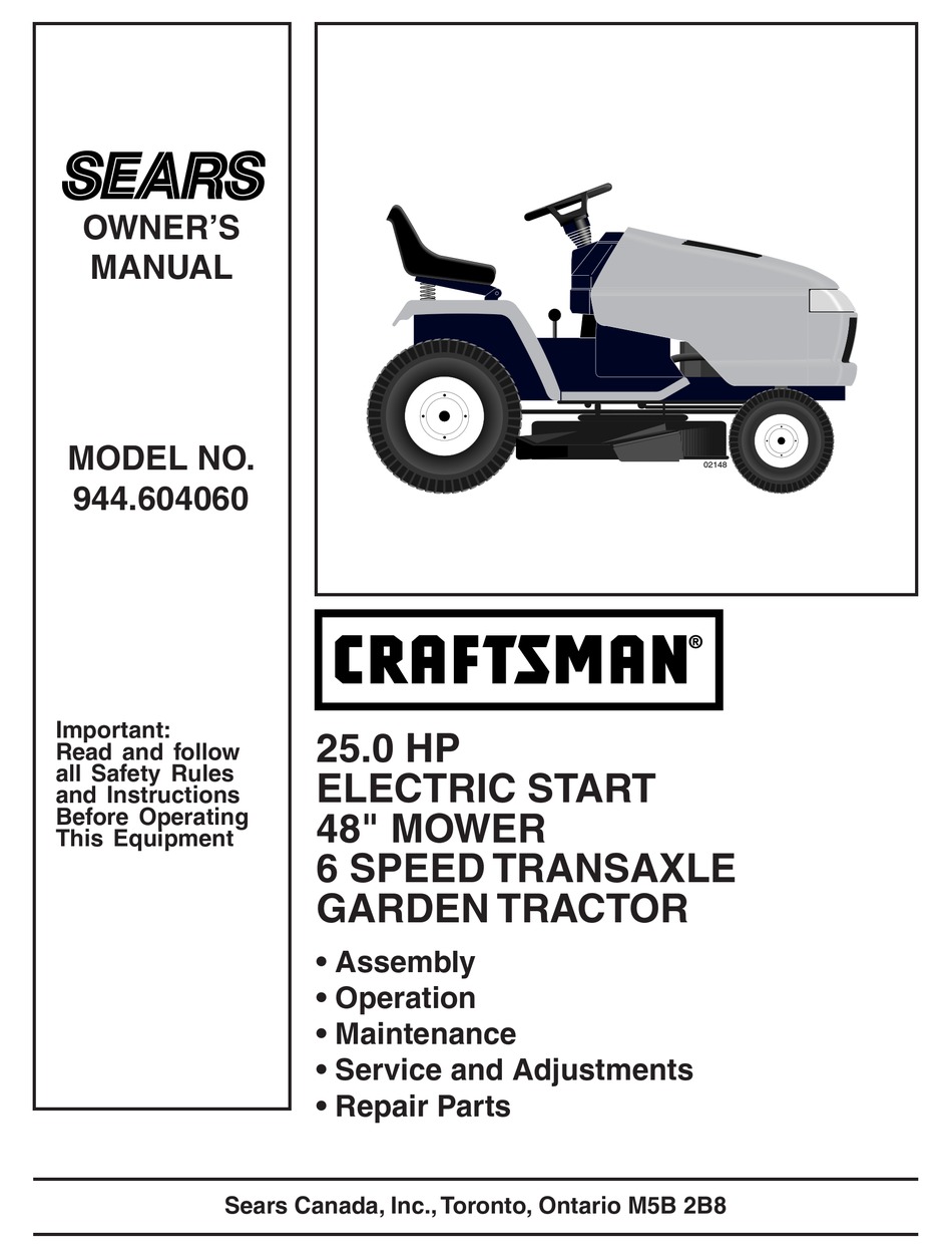 SEARS CRAFTSMAN 944.604060 OWNER'S MANUAL Pdf Download | ManualsLib