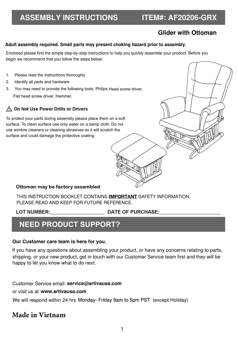 ARTIVA AF20206-GRX ASSEMBLY INSTRUCTIONS Pdf Download | ManualsLib