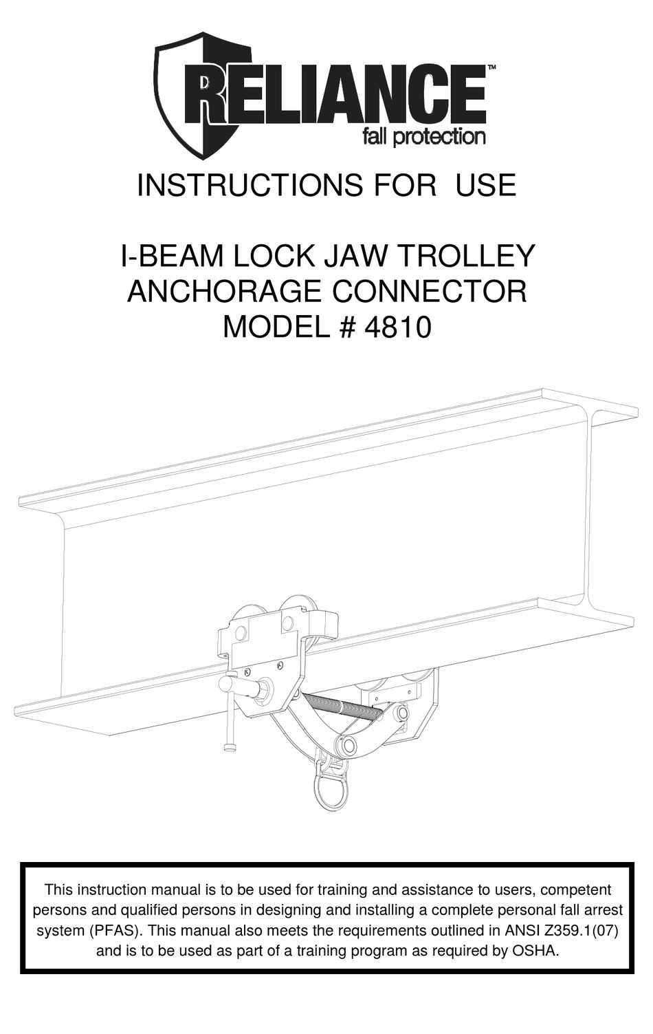 RELIANCE 4810 INSTRUCTIONS FOR USE MANUAL Pdf Download ManualsLib