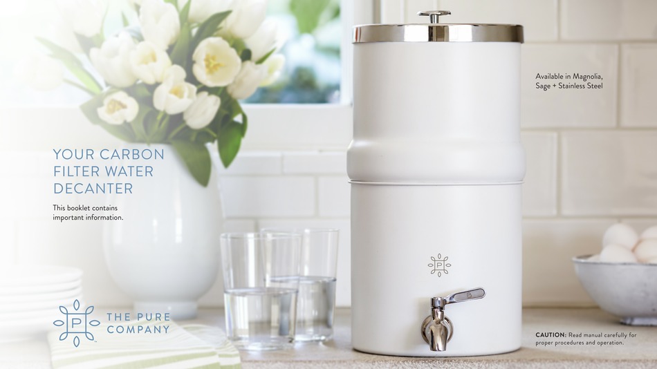 PURE COMPANY CARBON FILTER WATER DECANTER INSTRUCTIONS MANUAL Pdf