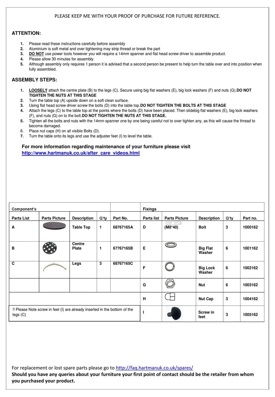 HARTMAN BERKELEY 68767165 ASSEMBLY INSTRUCTIONS Pdf Download ManualsLib