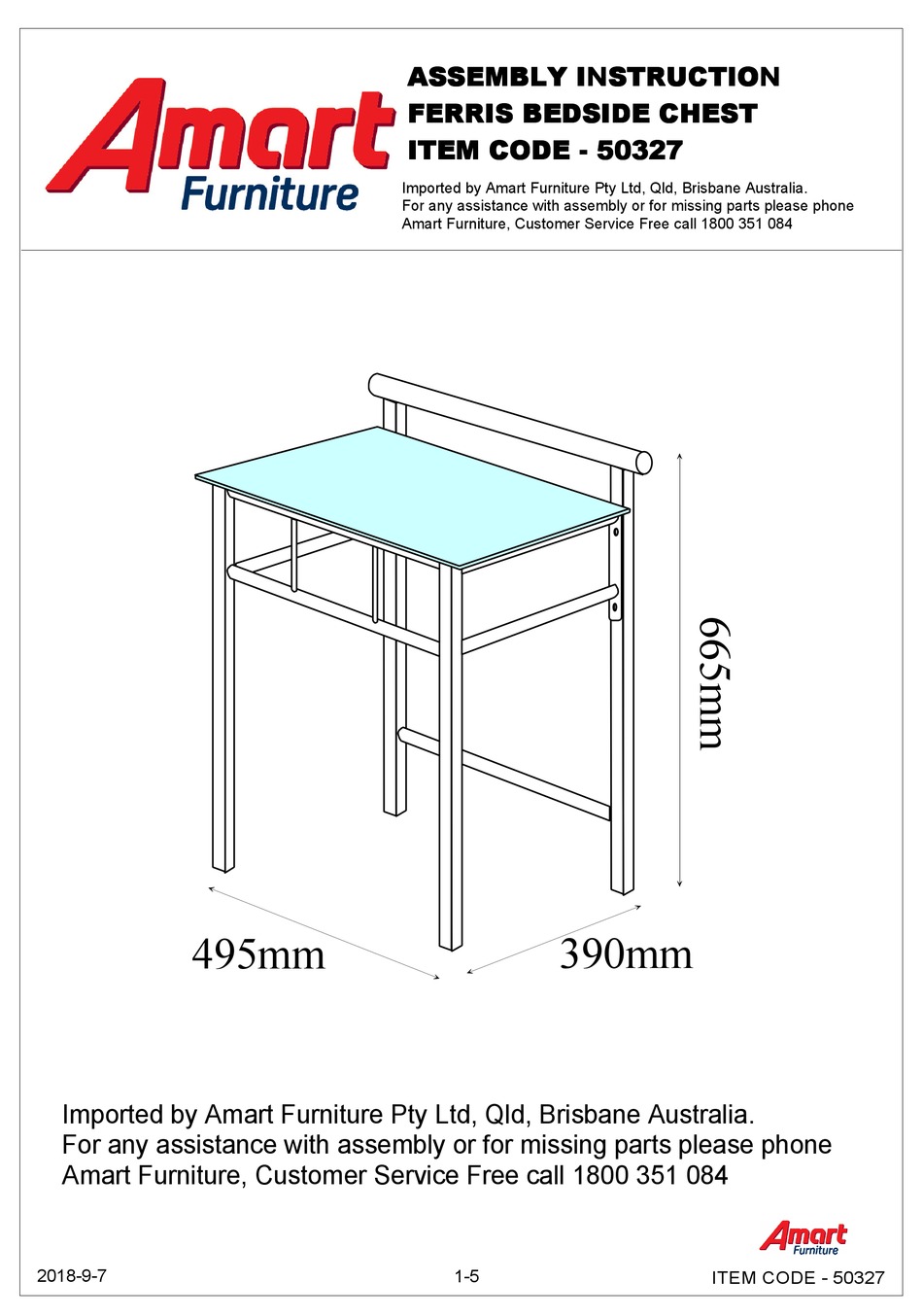 AMART FURNITURE FERRIS 50327 ASSEMBLY INSTRUCTIONS Pdf Download
