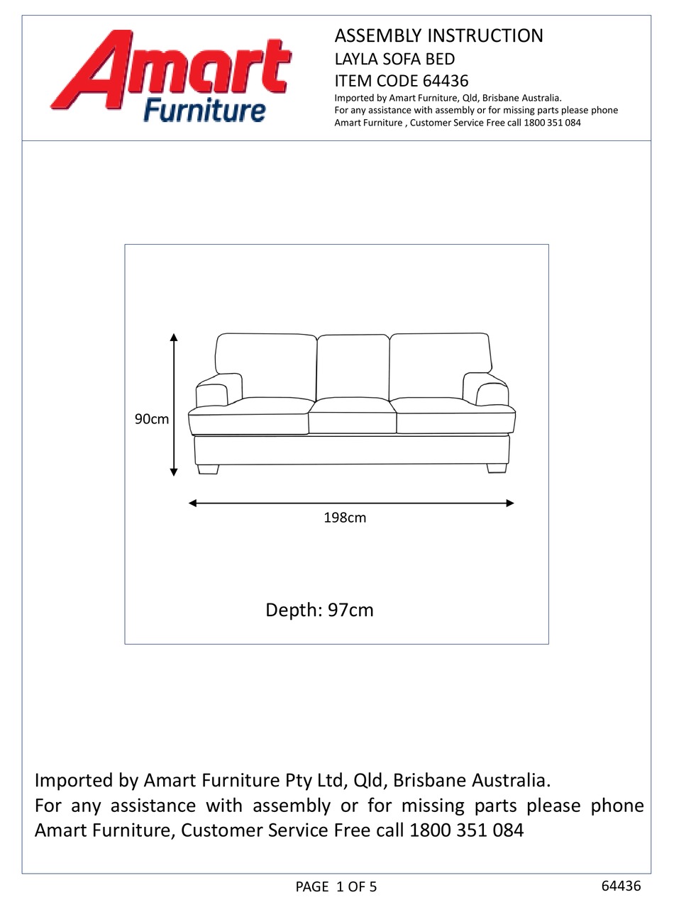 AMART FURNITURE LAYLA 64436 ASSEMBLY INSTRUCTION Pdf Download ManualsLib