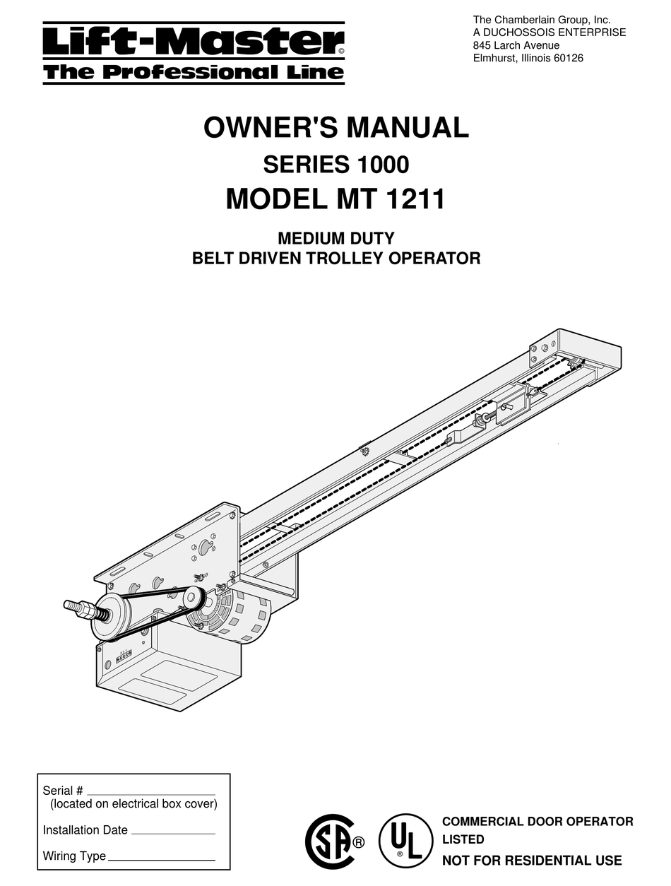 CHAMBERLAIN 1000 SERIES OWNER'S MANUAL Pdf Download | ManualsLib