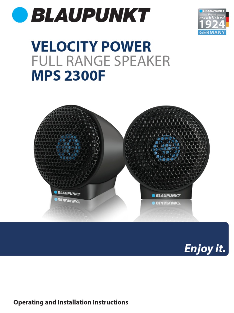 BLAUPUNKT MPS 2300F OPERATING AND INSTALLATION INSTRUCTIONS Pdf