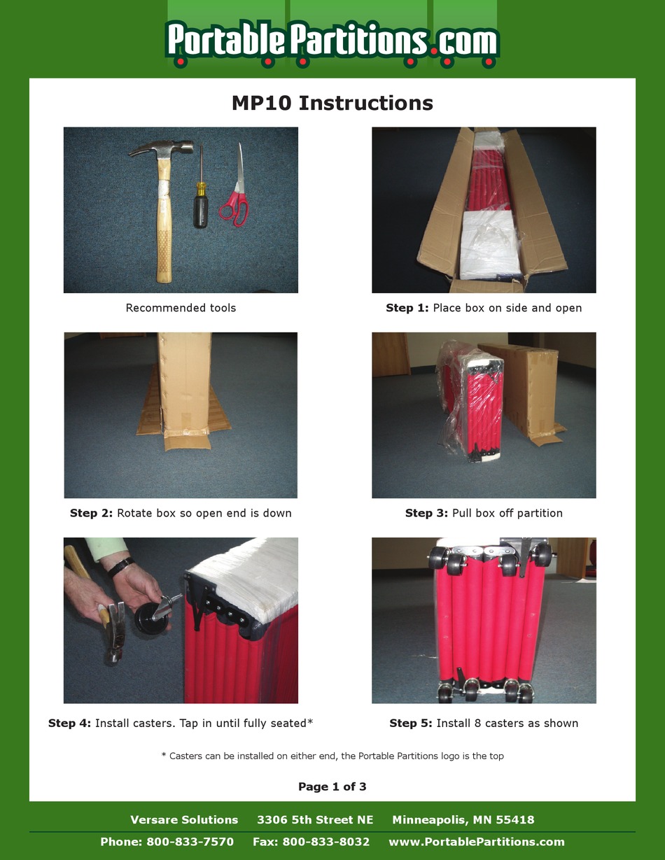 PORTABLE PARTITIONS MP10 INSTRUCTIONS Pdf Download ManualsLib