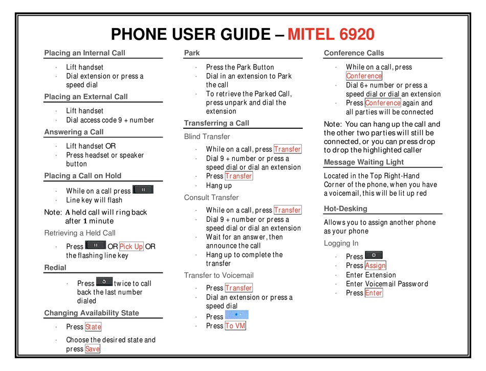 LOFFLER MITEL 6920 USER MANUAL Pdf Download ManualsLib