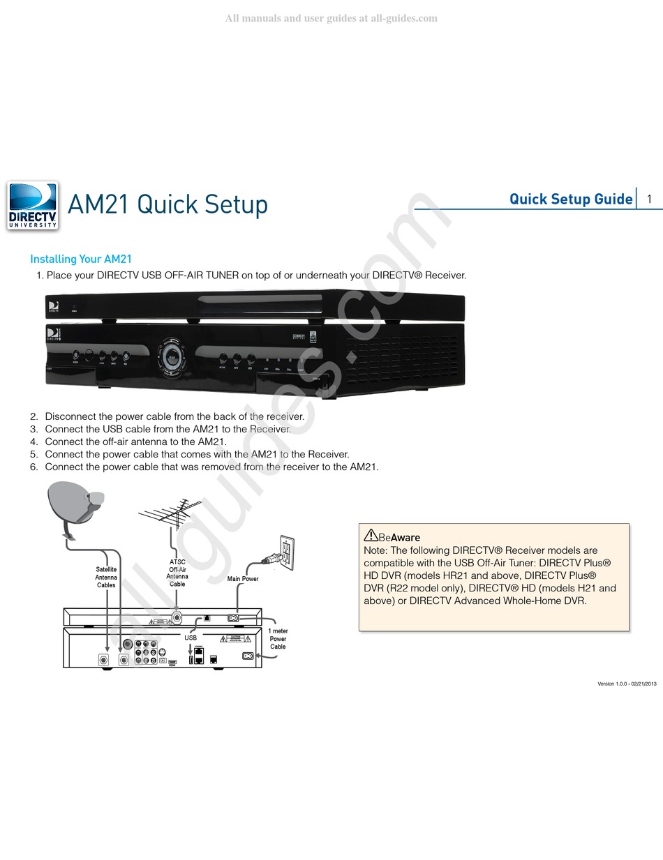 DIRECTV AM21 QUICK SETUP MANUAL Pdf Download ManualsLib