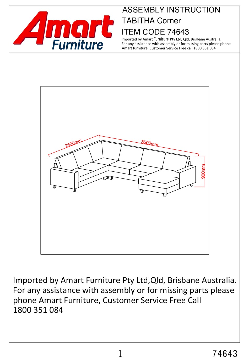 AMART FURNITURE TABITHA 74643 ASSEMBLY INSTRUCTION MANUAL Pdf Download ManualsLib