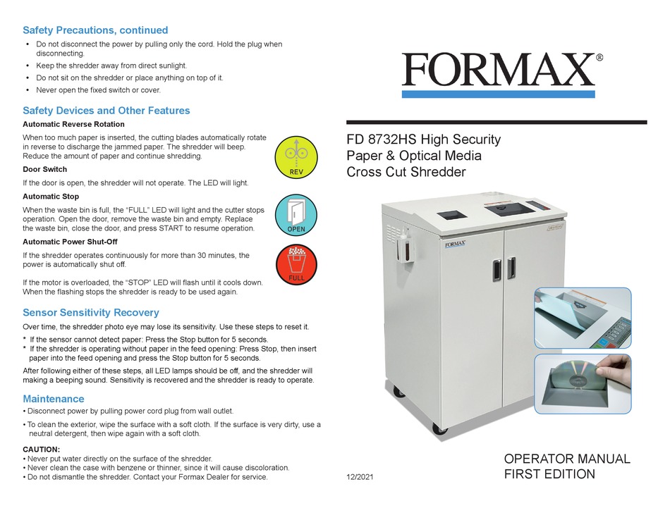 FORMAX FD 8732HS OPERATOR