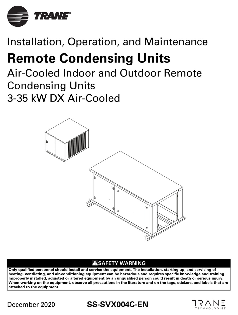 TRANE TROHS RCU SERIES INSTALLATION, OPERATION AND MAINTENANCE MANUAL