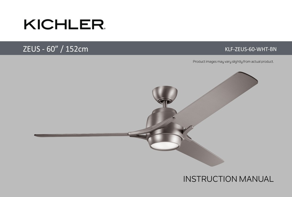 KICHLER LIGHTING ZEUS KLFZEUS60WHTBN INSTRUCTION MANUAL Pdf
