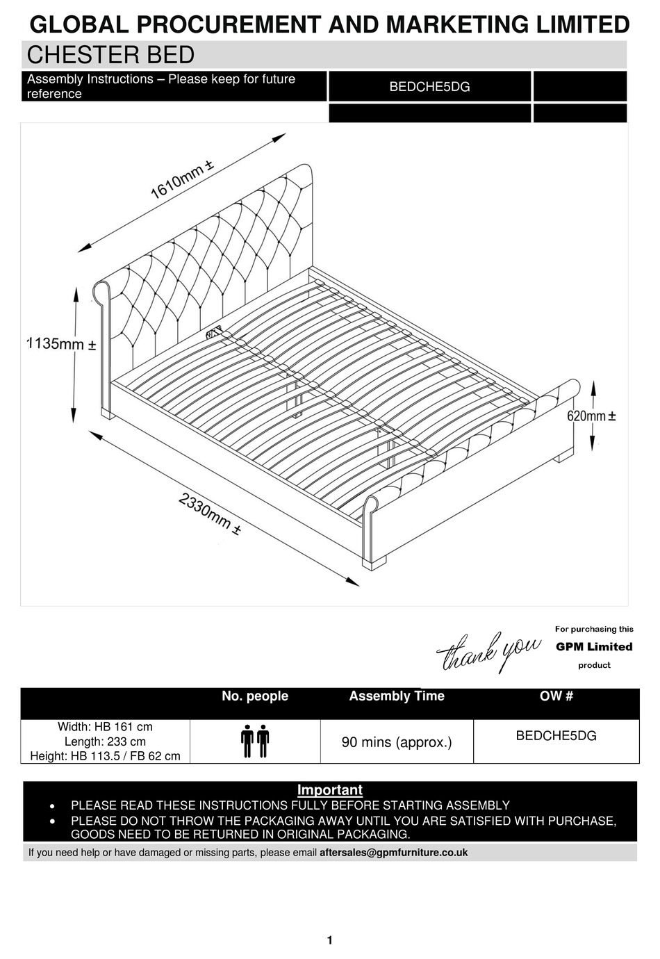 GPM BEDCHE5DG QUICK START MANUAL Pdf Download ManualsLib