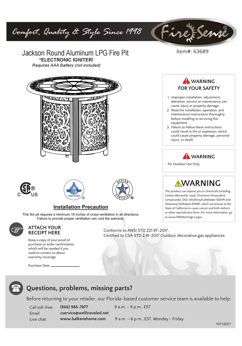 FIRE SENSE 63689 QUICK START MANUAL Pdf Download ManualsLib