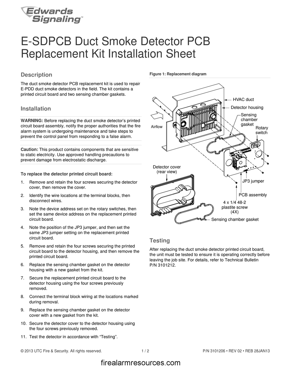 EDWARDS SIGNALING E SDPCB INSTALLATION SHEET Pdf Download | ManualsLib