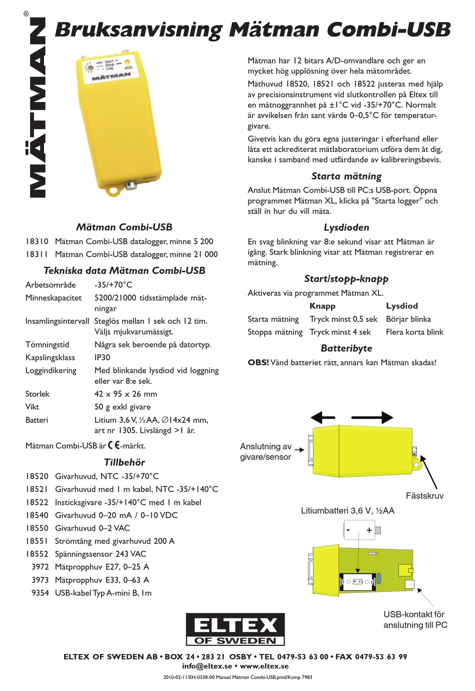 ELTEX MATMAN COMBI-USB MANUAL Pdf Download | ManualsLib