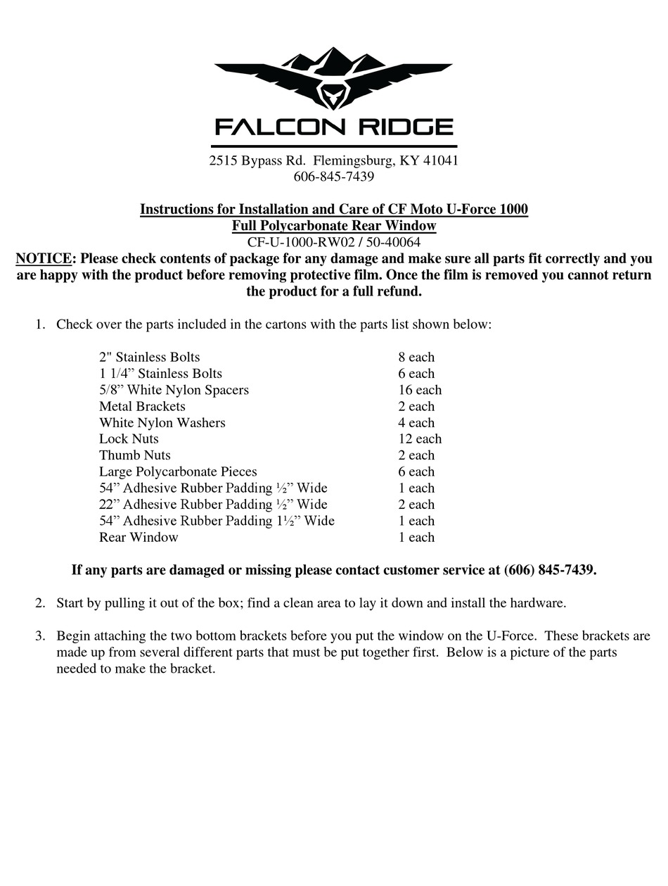 FALCON RIDGE CFU1000RW02 INSTRUCTIONS FOR INSTALLATION AND CARE Pdf Download ManualsLib