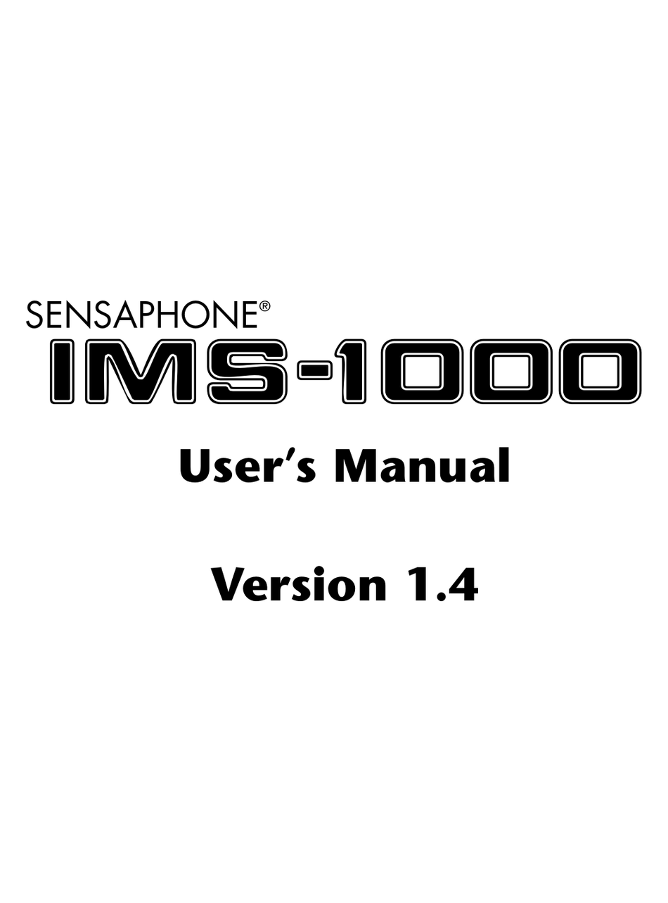 SENSAPHONE IMS-1000 USER MANUAL Pdf Download | ManualsLib