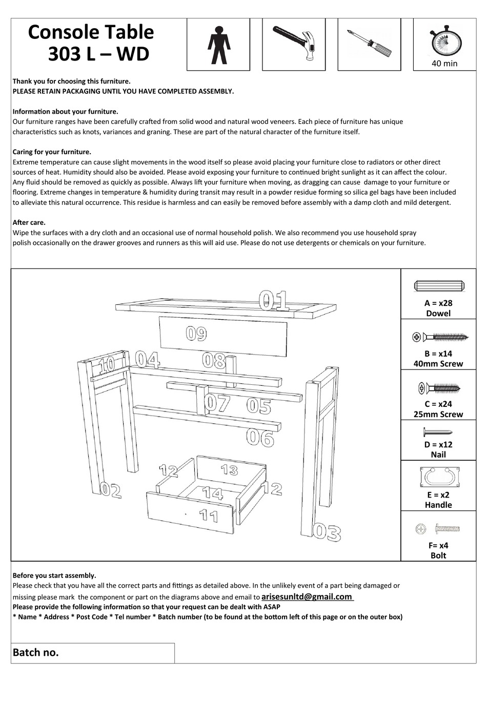BIG FURNITURE WAREHOUSE BRUNSWICK 303 L-WD QUICK START MANUAL Pdf