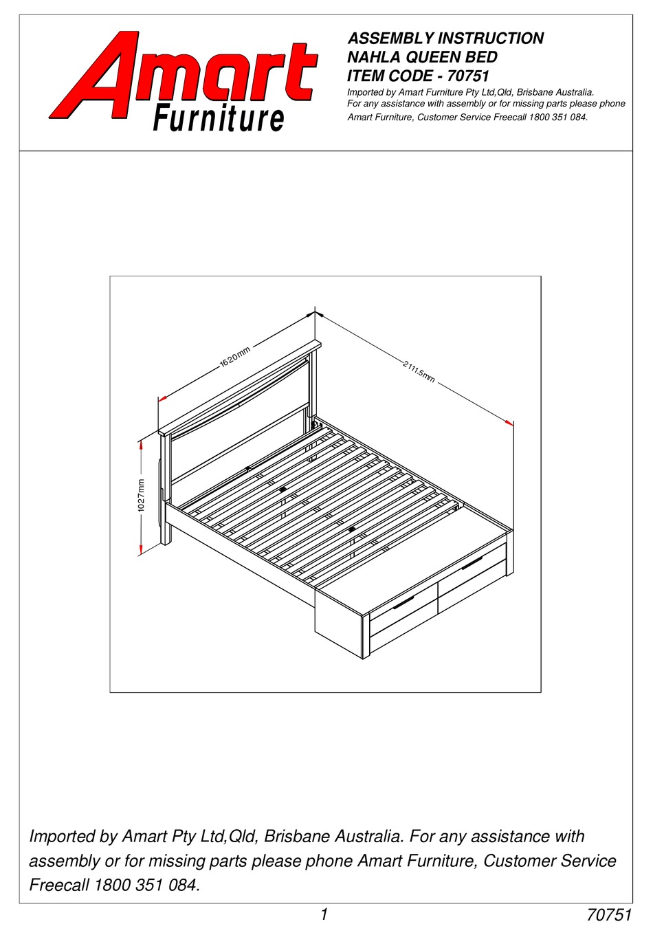 AMART FURNITURE NAHLA 70751 ASSEMBLY INSTRUCTION MANUAL Pdf Download