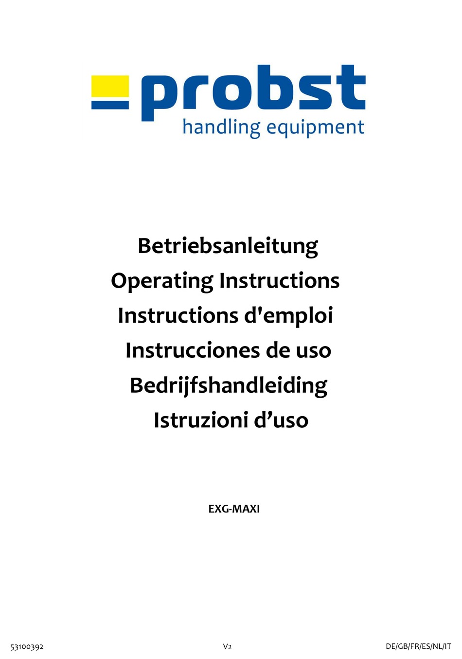 PROBST EASYGRIP EXG-MAXI OPERATING INSTRUCTIONS MANUAL Pdf Download ...