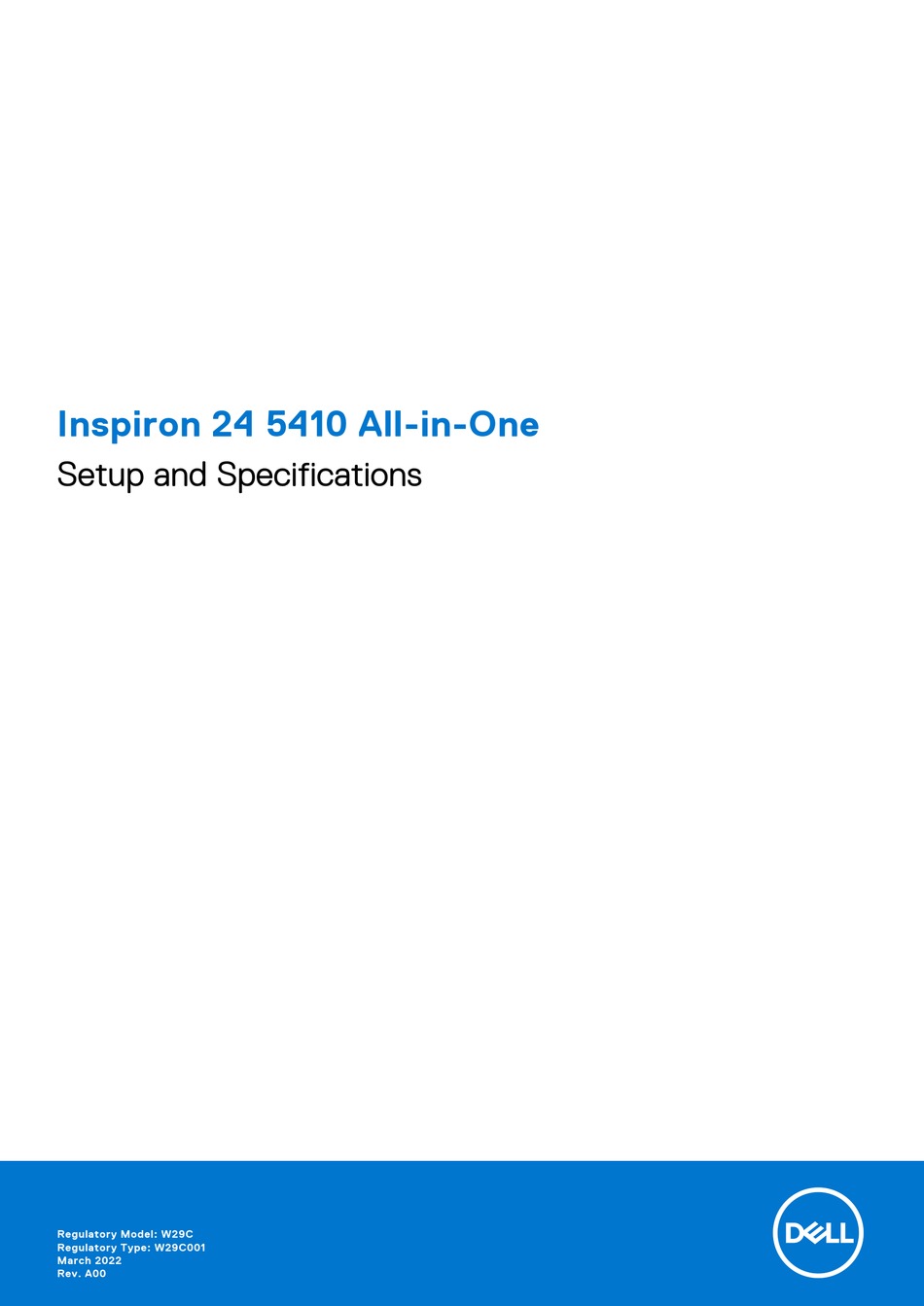 DELL INSPIRON 24 5410 ALL-IN-ONE SETUP AND SPECIFICATIONS Pdf Download |  ManualsLib