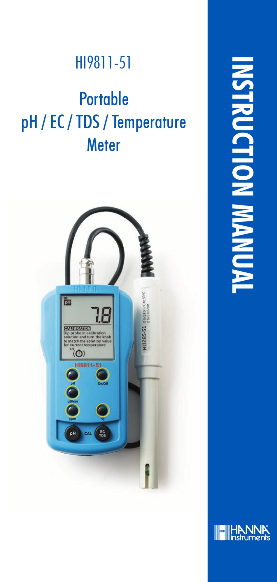 HANNA INSTRUMENTS HI981151 INSTRUCTION MANUAL Pdf Download ManualsLib