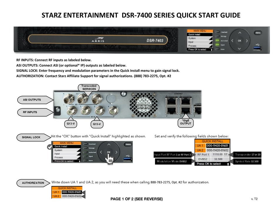ARRIS DSR7400 SERIES QUICK START MANUAL Pdf Download ManualsLib