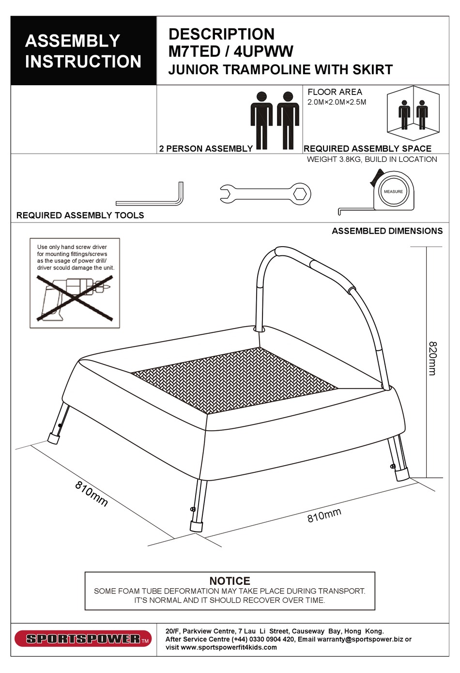 SPORTSPOWER M7TED ASSEMBLY INSTRUCTION MANUAL Pdf Download ManualsLib