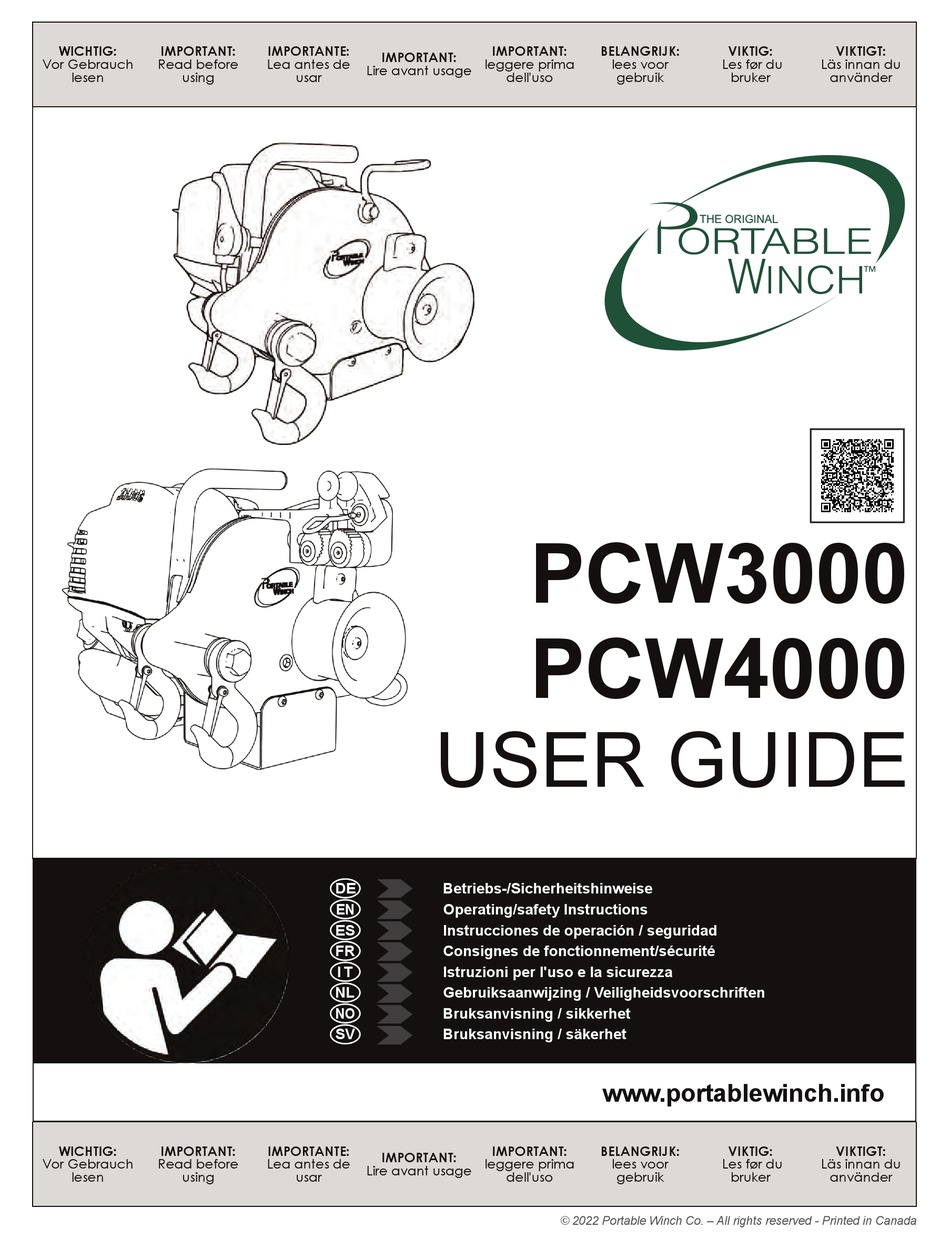 PORTABLE WINCH PCW3000 OPERATING/SAFETY INSTRUCTIONS MANUAL Pdf