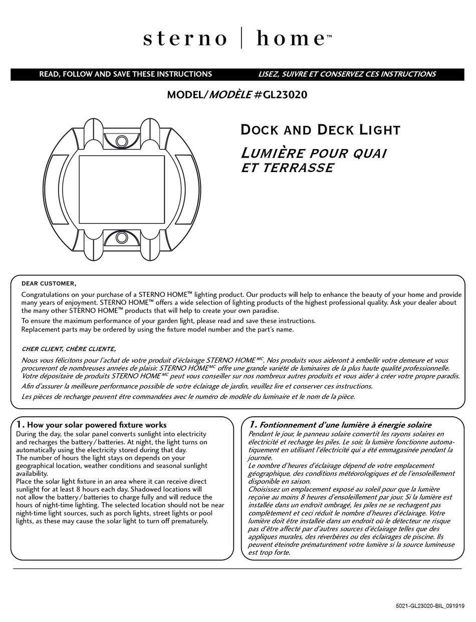 STERNO HOME GL23020 QUICK START MANUAL Pdf Download | ManualsLib