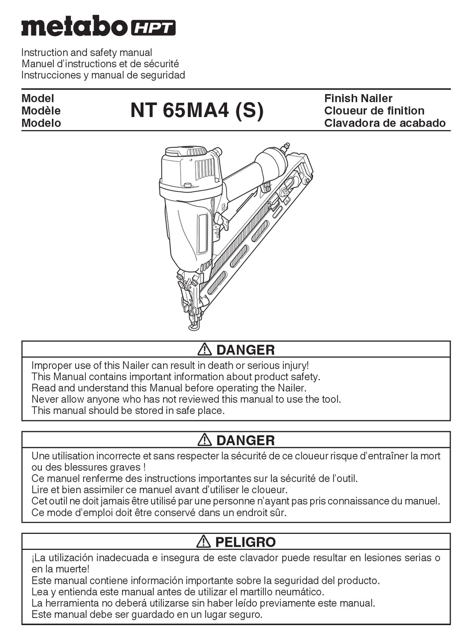 METABO HPT NSAW392 INSTRUCTION AND SAFETY MANUAL Pdf Download ManualsLib