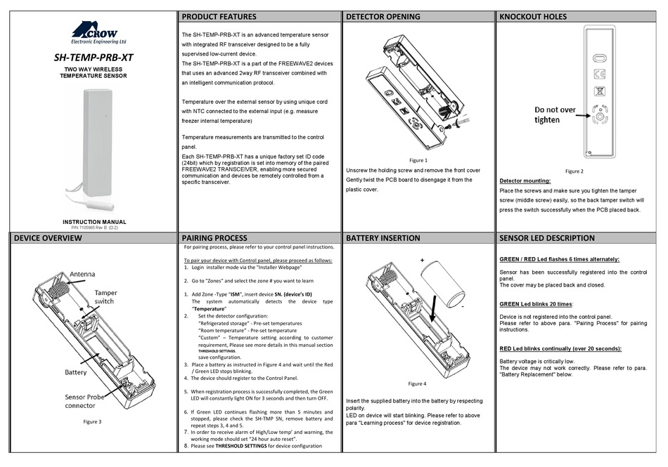 Crow Sh Temp Prb Xt Instruction Manual Pdf Download Manualslib 1658