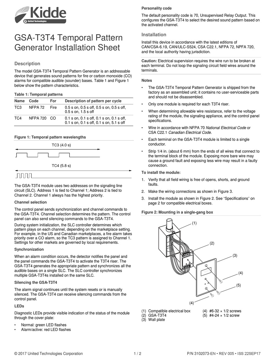 KIDDE GSAT3T4 INSTALLATION SHEET Pdf Download ManualsLib