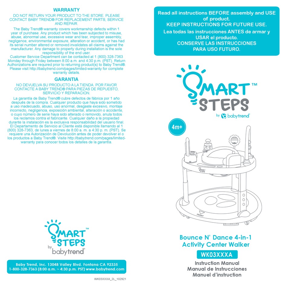 BABY TREND SMART STEPS WK03 A SERIES INSTRUCTION MANUAL Pdf Download