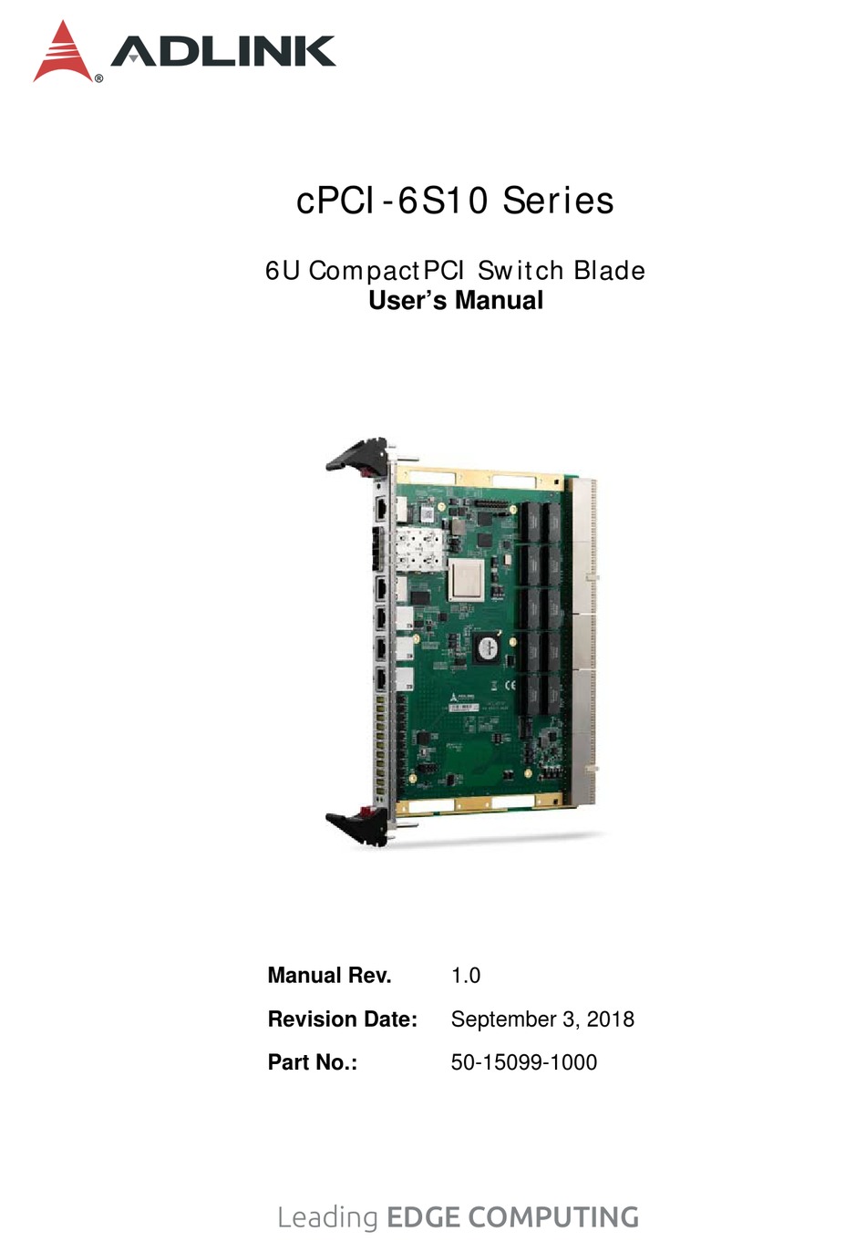 ADLINK TECHNOLOGY CPCI-6S10 SERIES USER MANUAL Pdf Download | ManualsLib