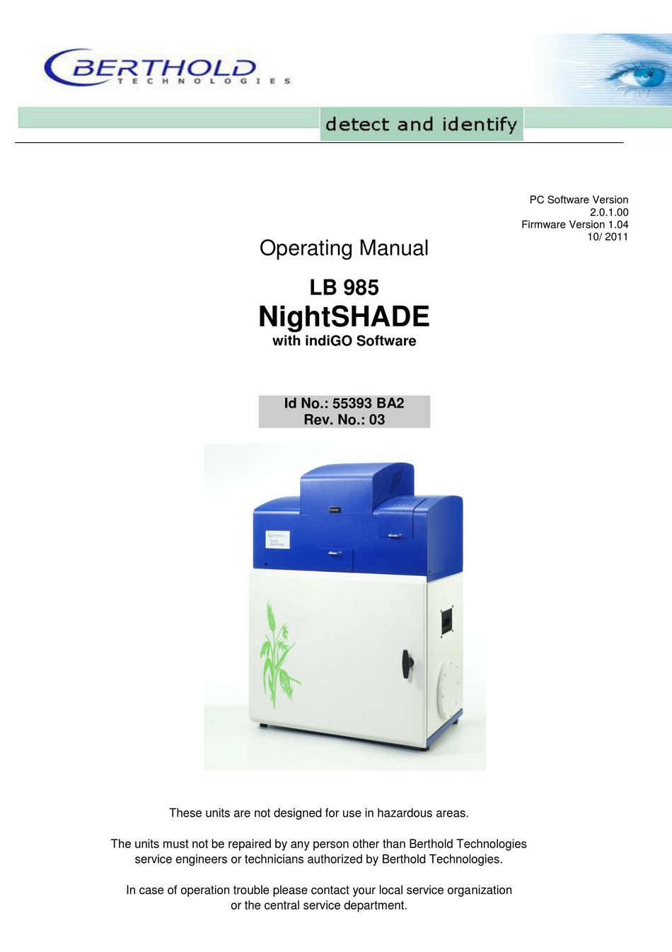 BERTHOLD LB 985 OPERATING MANUAL Pdf Download ManualsLib