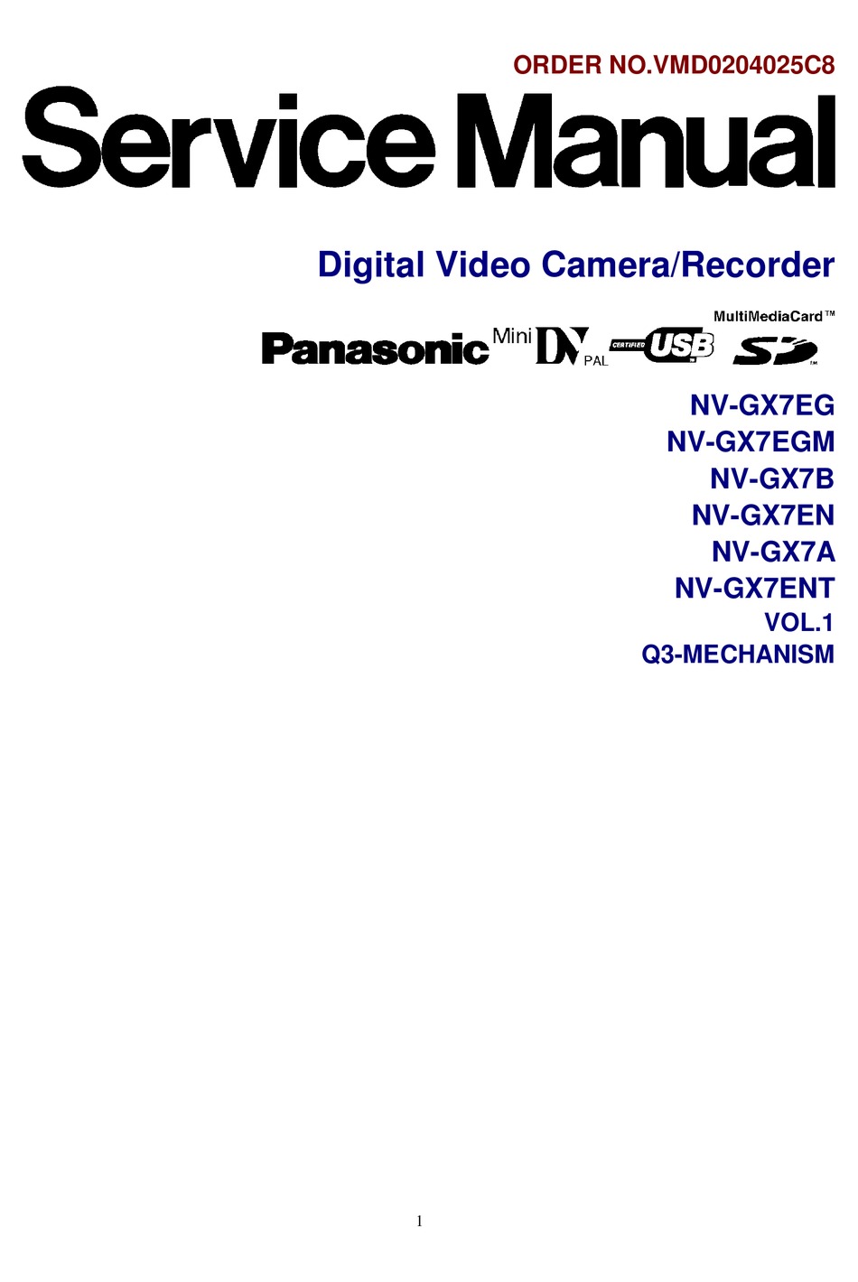 PANASONIC NVGX7G SERVICE MANUAL Pdf Download ManualsLib
