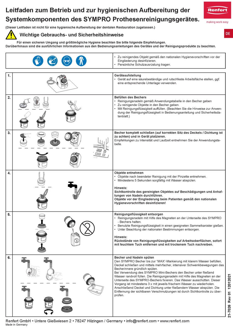 RENFERT SYMPRO 65000450 IMPORTANT OPERATING INSTRUCTIONS Pdf Download