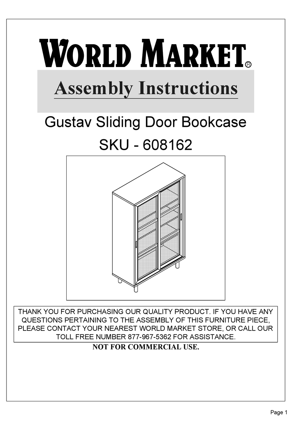 WORLD MARKET GUSTAV 608162 ASSEMBLY INSTRUCTIONS MANUAL Pdf Download
