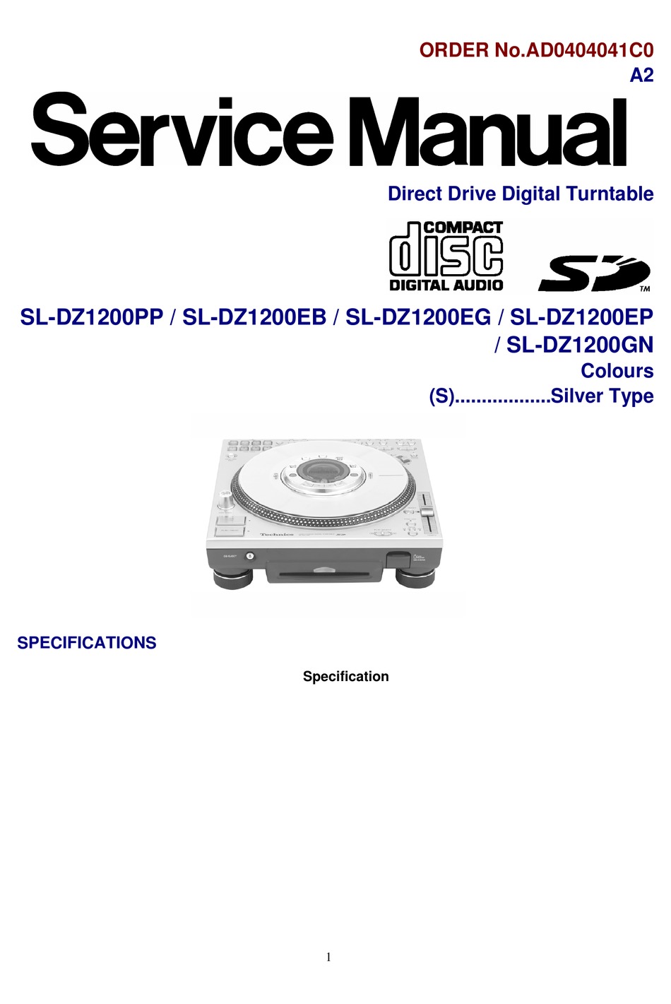 TECHNICS SLDZ1200PP SERVICE MANUAL Pdf Download ManualsLib