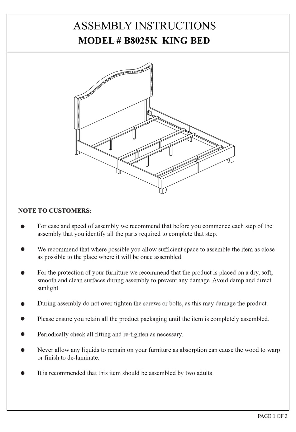 2K FURNITURE DESIGNS B8025K ASSEMBLY INSTRUCTIONS Pdf Download ManualsLib