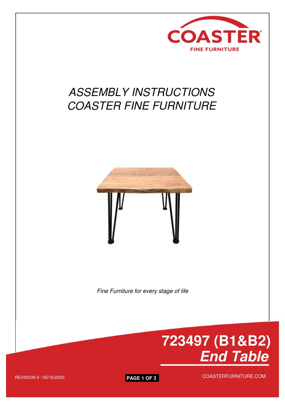 COASTER 723497 B1 ASSEMBLY INSTRUCTIONS Pdf Download ManualsLib