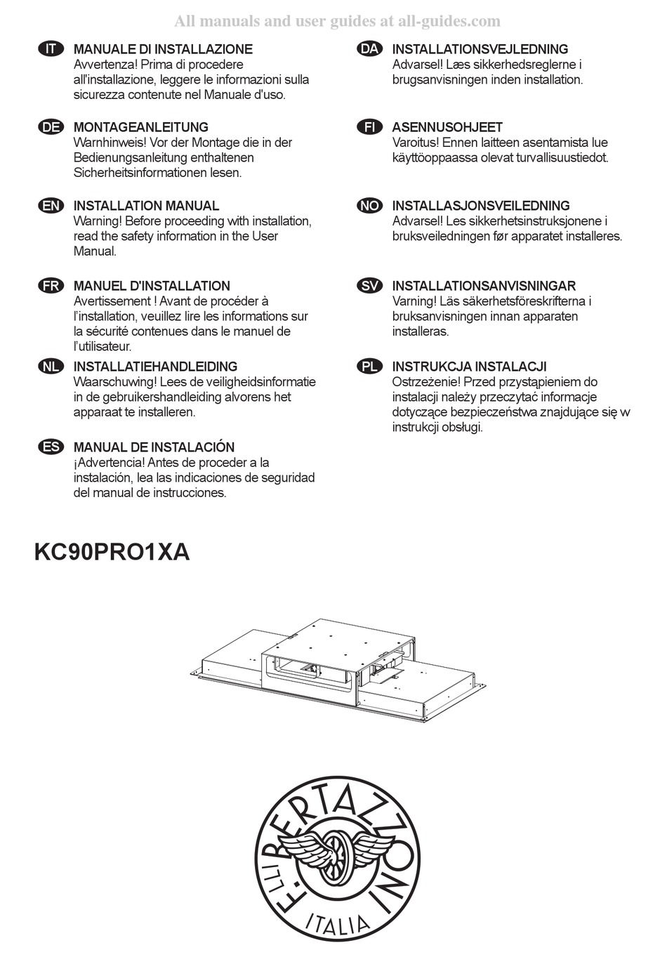 BERTAZZONI KC90PRO1XA INSTALLATION MANUAL Pdf Download ManualsLib
