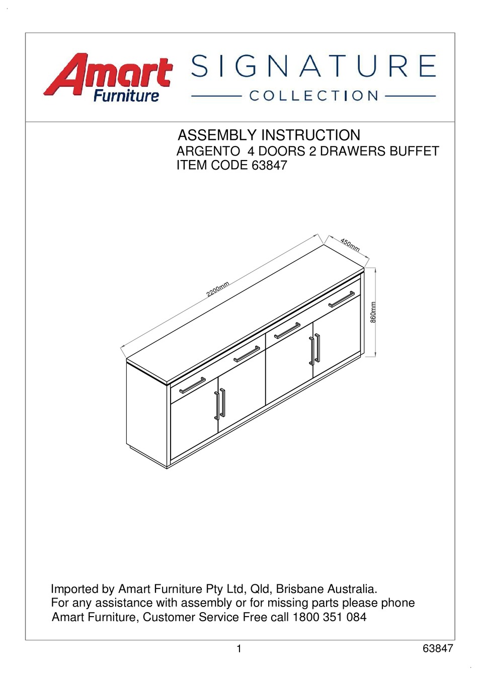 AMART FURNITURE ARGENTO 63847 ASSEMBLY INSTRUCTION MANUAL Pdf Download ManualsLib