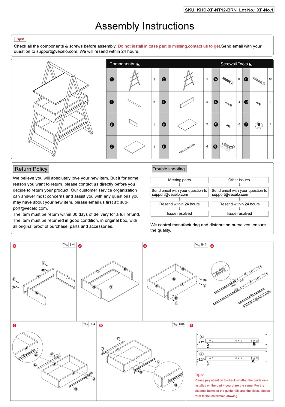 VECELO KHDXFNT12BRN ASSEMBLY INSTRUCTIONS Pdf Download ManualsLib