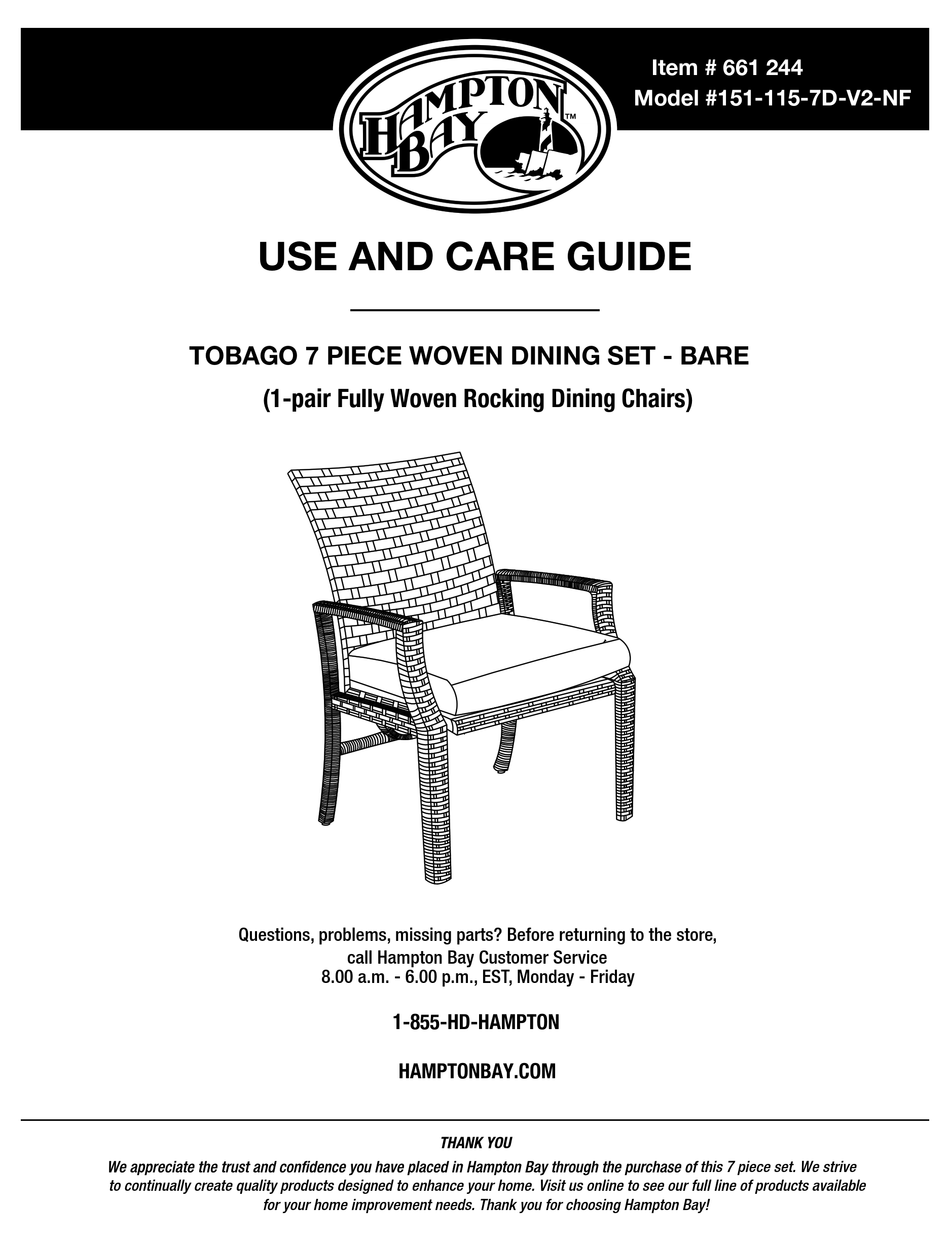 HAMPTON BAY 1511157DV2NF USE AND CARE MANUAL Pdf Download ManualsLib