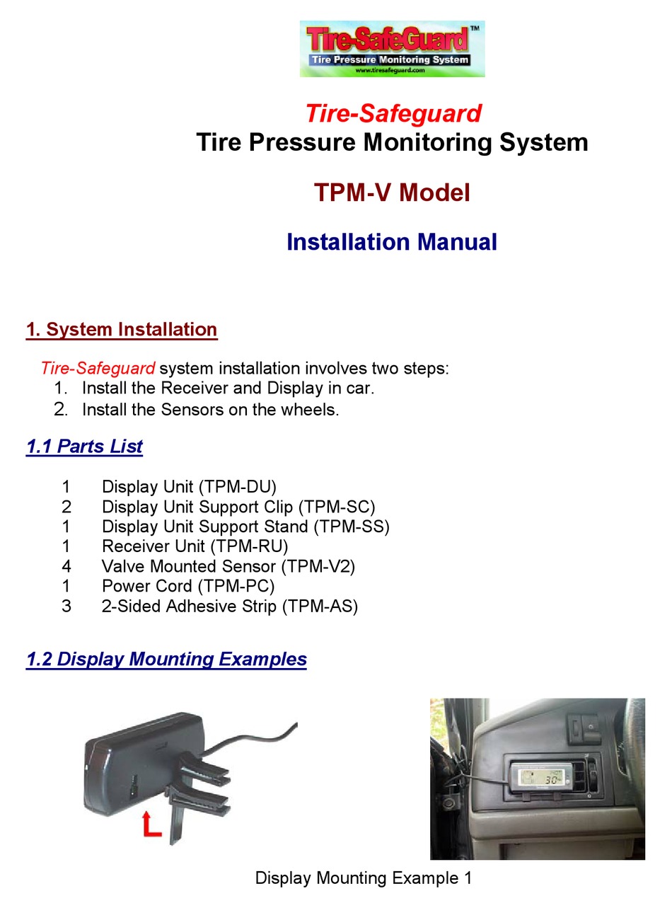 HCI TIRESAFEGUARD TPMV INSTALLATION MANUAL Pdf Download ManualsLib